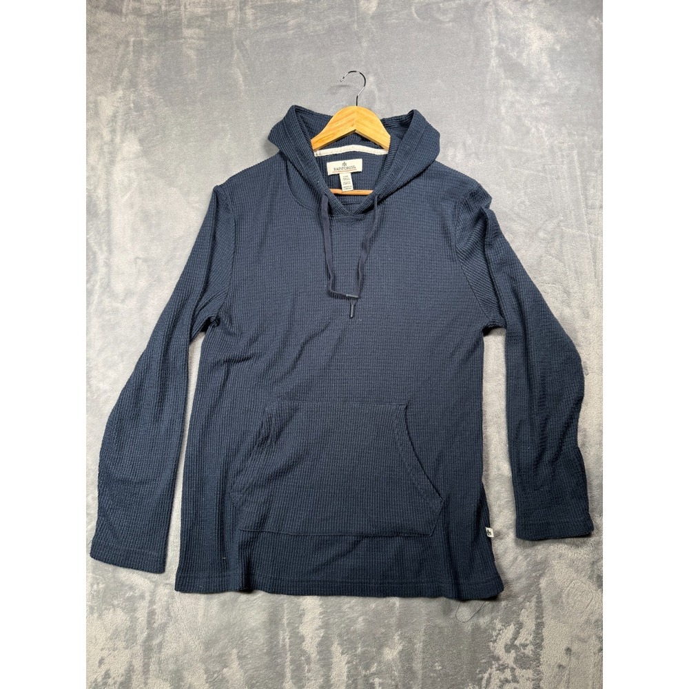 Rainforest Waffle Knit Hoodie Mens Large Navy Blue Stretch Long Sleeve Pullover